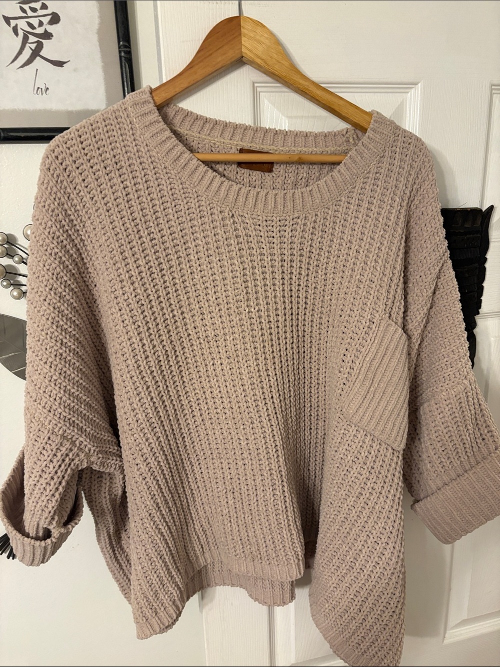 POL Relaxed Waffle Knit Sweater - Taupe